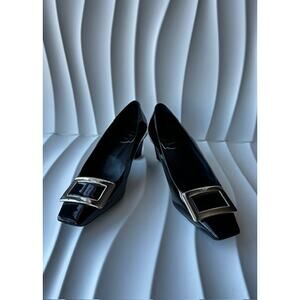 Roger Vivier Black Heels with Silver Buckle